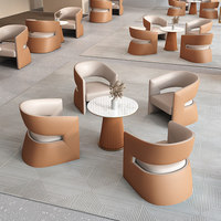 Table de négociation et 4 chaises pour centre d'exposition de chambres d'exemple, mobilier commercial de luxe léger et moderne pour hall d'hôtel