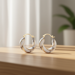 Pendientes de aro de mármol dorado para mujer, estilo minimalista, uso diario, joyería de piedra natural, pendientes finos chapados en oro - Product Image 2
