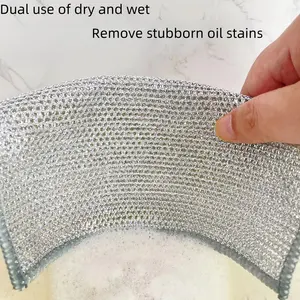 Silver Wire Cloth Double-sided Thickened Multi-purpose Cleaning Oil Free Dishwashing Cloth Scouring Cloth