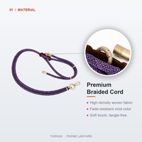 Cordon de téléphone en nylon tressé doux double brin violet foncé avec fermoir doré pour iPhone (OEM)