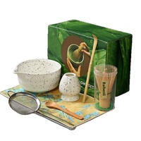 Bol à matcha en céramique et fouet mélangeur Chasen, design moderne et simple, ensemble à thé