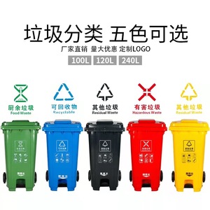 240L Foot Operated Sanitation Trash Can Rectangular Outdoor Pedal <b>Bin</b> With <b>Lid</b> 120L Thickened Version - Product Image 4