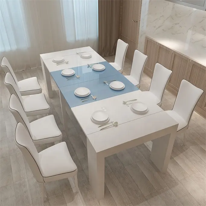 โต๊ะรับประทานอาหารทรงสี่เหลี่ยมผืนผ้าสไตล์โมเดิร์นครอบครัวหรูหราพร้อมเก้าอี้6ตัว