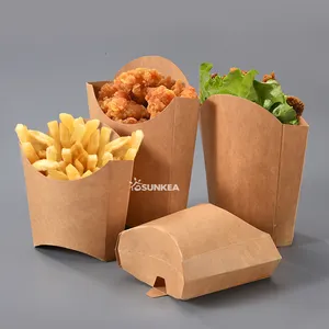 Copo de papel da batata frita descartável personalizar o alimento rápido