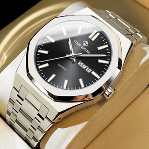<span class=keywords><strong>Montre</strong></span>-bracelet pour homme 42 mm, étanche 3 ATM, lumineuse, à quartz, bracelet en <span class=keywords><strong>acier</strong></span> inoxydable argenté, montres pour hommes, Relogio Masculino - Product Image 1