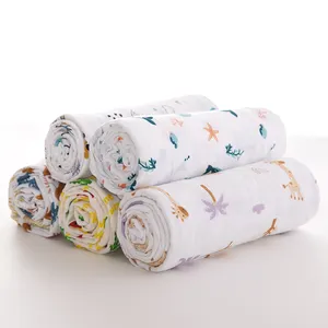 低价定制印花平纹细布婴儿毯透气护理罩襁褓毯