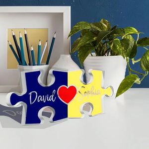 Valentine's Day Couple Gifts Male Female Friends Ornaments 2D Flat Acrylic Jigsaw <b>Puzzle</b> <b>Table</b> Desktop Decoration - Product Image 1