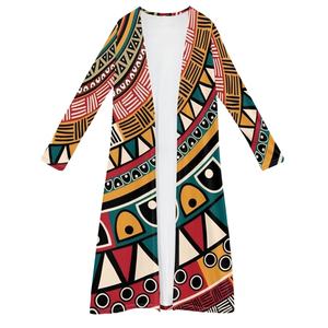 Cardigan décontracté à manches longues pour femmes en style tribal africain Kimono ample imprimé hauts chemisier tissé en usine Hotsale - Product Image 2