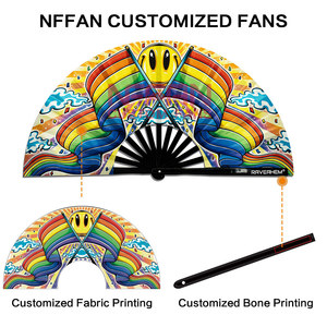 Éventail pliant personnalisé grand format, réactif aux UV, en bambou, pour festivals et raves - Product Image 2