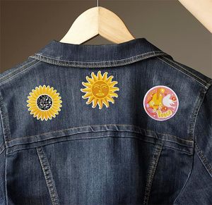 Patchs d'été brodés à la mode Orange jaune tournesol paix chapeau patchs fer broderie transfert de chaleur pour enfants sac de vêtements - Product Image 4