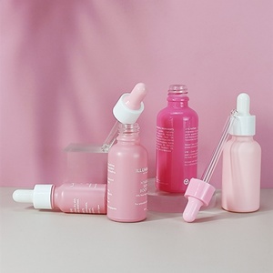 15ml 20ml 30ml 50ml Glass pink Matte Cosmetic <b>Dropper</b> <b>Bottle</b> With pink Cap Round Shoulder Serum Essential Oil <b>Bottle</b> - Product Image 1