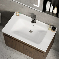 Meuble-lavabo mural sur mesure OEM avec vasque en céramique et miroir pour hôtels, appartements et projets en gros
