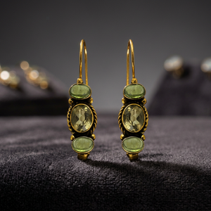 Luxury <b>Fine</b> <b>Stud</b> <b>Earrings</b> Hot Luxury Amethyst & Peridot Gold Plated Silver - Product Image 3