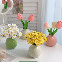 Fleurs artificielles en soie Tulipe et Marguerite, toucher hydratant, luxe léger, décoration haut de gamme pour la maison, table à manger, bureau, arrangement floral