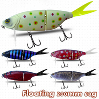 Leurre de pêche flottant à coulée lente, leurre artificiel dur coulant 20cm/88g, type poisson-bouffant avec queue souple et plaque de langue, pour la pêche
