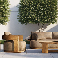 Ensemble de canapés d'extérieur pour villa, mobilier de jardin moderne en teck pour hôtel, ensemble de canapés de patio en teck