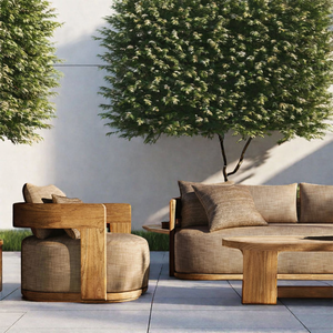 Conjunto de Sofás para Exteriores de Villa, Muebles de Exterior para Resort, Muebles Modernos de Teca para Hotel, Conjunto de Sofás de Jardín, Sofá de Teca para Patio - Product Image 1