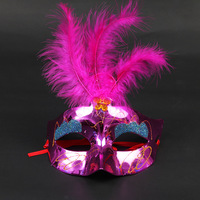 Masques de Mardi Gras pour femmes, demi-visage, avec plumes, en PVC, masques décoratifs pour Halloween