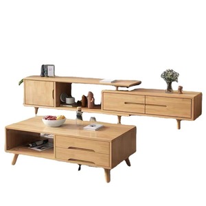 Nordic Solid Wood Tv Cabinet And <b>Coffee</b> <b>Table</b> Combination Modern Minimalist Style Living Room Set Natural Wood Color White - Product Image 5