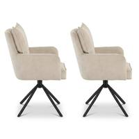 Fauteuil d'appoint pivotant moderne en velours côtelé beige, fauteuil à dossier haut avec ressorts ensachés, pivotant à 360 degrés, pieds en métal noir