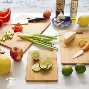 竹工場直販竹まな板セットキッチン肉、野菜、果物、ハンドル付きチーズ