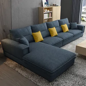 Cheap Modern Fabric Velvet Lazy L Shape Corner Reclining Lounge Sofa Bed Office Hotel Furniture Sofa Set Couch Living Room Sofas