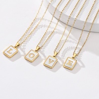 Collier chaîne clavicule anglaise pour femme 26 lettres pendentif en acier inoxydable coquille plaqué or Zircon pierre pour accessoire de pull