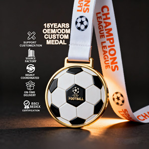 Medalla de Fútbol Escolar Deportiva al por Mayor de Fábrica China, Premios para Juegos de Competición, Medalla de Fútbol Dorada para Regalo de Recuerdo - Product Image 1