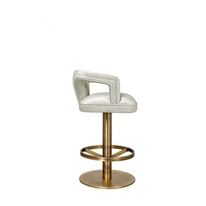 Mobilier de bar moderne Chaise de bar minimaliste de luxe personnalisée en <span class=keywords><strong>acier</strong></span> inoxydable Tabourets de bar rembourrés en velours à cadre de haute qualité - Product Image 4