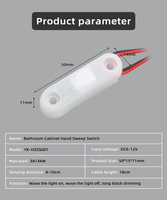 Interrupteur intelligent à détection de mouvement pour armoire de salle de bain DC12V, sans perçage, étanche IP22, en ABS, avec câble à borne SM