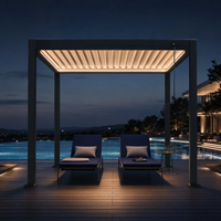 Pergola motorisée électrique en aluminium à lames orientables avec finition thermolaquée pour piscine extérieure et balcon - Design inspiré de la nature