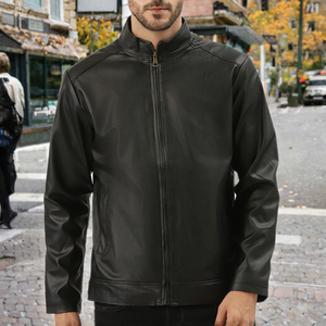 Blouson Homme Printemps Chaud et Décontracté avec Col Rabattu, Fermeture Éclair, Épaissi, Coutures et Patchwork, Style Universitaire, Rembourré en Coton - Product Image 2