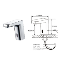 Robinet de lavabo intelligent à capteur infrarouge, économiseur d'eau, en céramique, automatique, sans contact, chromé, avec boîtier de commande pour salle de bain