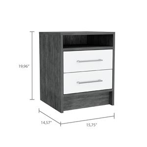 Eter Nightstand Two <b>Drawers</b> Smokey Oak White <b>Storage</b> Side Table - Product Image 4