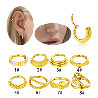 Anneau segmenté en acier inoxydable à texture serpent Maina, bijou de piercing multicouche pour cartilage, hélix, nez