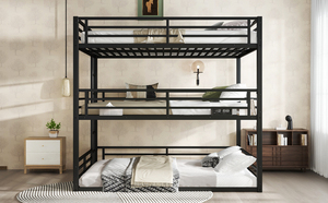 Lit superposé moderne à 3 niveaux pour enfants avec tiroirs de rangement, lits jumeaux en fer gain de place, cadre métallique de qualité commerciale pour petite <span class=keywords><strong>chambre</strong></span> ou salon - Product Image 3