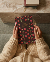Carnet de Gratitude LABON Esthétique Vintage à Couverture Rigide avec Motifs Fruités et Dorure à Chaud – Journal de Réflexion Quotidienne pour le Bien-être et la Pleine Conscience – Idée Cadeau