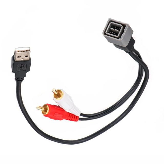 8-pin Car Audio Cable Radio USB Adapter USB Port Input Retention Cable USB Port RCA Plug Aux Cable for Nissan Cube/ Juke/ Versa