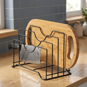 Étagère de rangement minimaliste en métal pour cuisine avec porte-couteaux et support pour planche à découper pour l'organisation du comptoir - Product Image 6