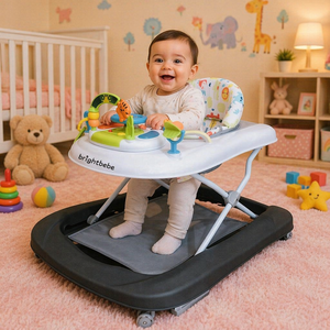 Marche-bébé pliable portable à bascule avec 2 roues en PU4.3, lumières musicales, 9 hauteurs réglables, capacité de charge de 15 kg, EN Âge 6 ans - Product Image 4