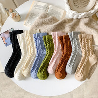 Chaussettes en cachemire - Chaussettes mi-longues pour femmes pour l'automne et l'hiver, chaussettes longues de couleur unie, chaussettes polyvalentes et confortables à empiler