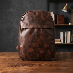 Sac à dos en cuir vintage classique marron, durable, fermeture éclair antivol, imperméable, sac de voyage pour ordinateur portable - Product Image 4