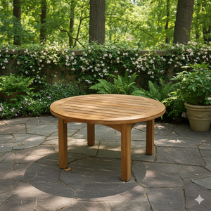 Exquisita Mesa de Centro Redonda de Teca para Espacios Exteriores y de Comedor de Primera Calidad, Plegable y Duradera con Artesanía de Calidad - Product Image 6