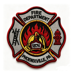 Phoenixville Pa Fire Department Embroidered Patch Iron-On Applique Irregular Shape Woven Fabric Decorative Patch - Product Image 1