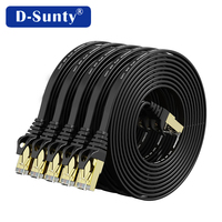 Cable Ethernet Plano para Exteriores Cat7 PVC STP 5m 10m 15m Negro, Cable de Conexión de Red de Alta Velocidad de Cobre Puro para Proyectos, Venta al Por Mayor
