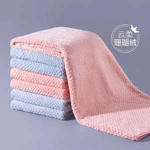 Serviette de séchage des cheveux en polaire corail, extra large, séchage rapide, couleur unie, rectangulaire, pour usage domestique - Product Image 1