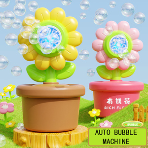 Giocattolo Pistola Spara <span class=keywords><strong>Bolle</strong></span> a Forma di Girasole <span class=keywords><strong>in</strong></span> Vaso, Macchina Elettrica per <span class=keywords><strong>Bolle</strong></span> con Luce, Realizzata <span class=keywords><strong>in</strong></span> Plastica Resistente - Product Image 2