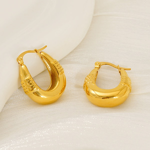 Zogxin U Shape Geometric Hoop Earrings Gold Plated Titanium Steel For Women Fashion Jewelry - Product Image 3