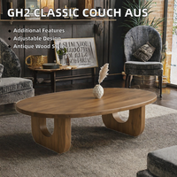 Table basse ovale en bois, table de salon moderne avec piétement incurvé, meubles en bois