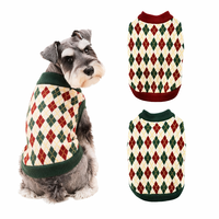 Vêtements d'hiver de luxe personnalisés pour animaux de compagnie, pull tricoté à col roulé à carreaux, tenue mignonne pour petit chien, usage quotidien et fêtes, 100% acrylique